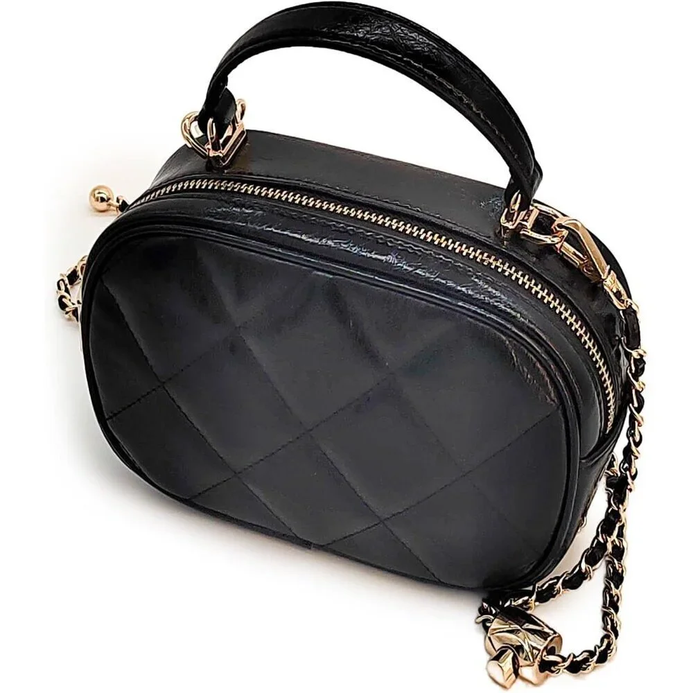 Genuine Leather Crossbody Bag Small Compact Adjustable Chain for Women